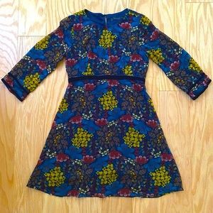 COPY - Zara Floral Velvet Mesh Midi Dress Keyhole Trafaluc Multicolor XS